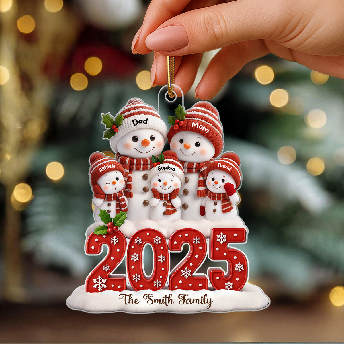 Family Snowman 2025 Togetherness - Personalized Acrylic Ornament - Christmas Gift for Husband, Wife, Christmas Decor