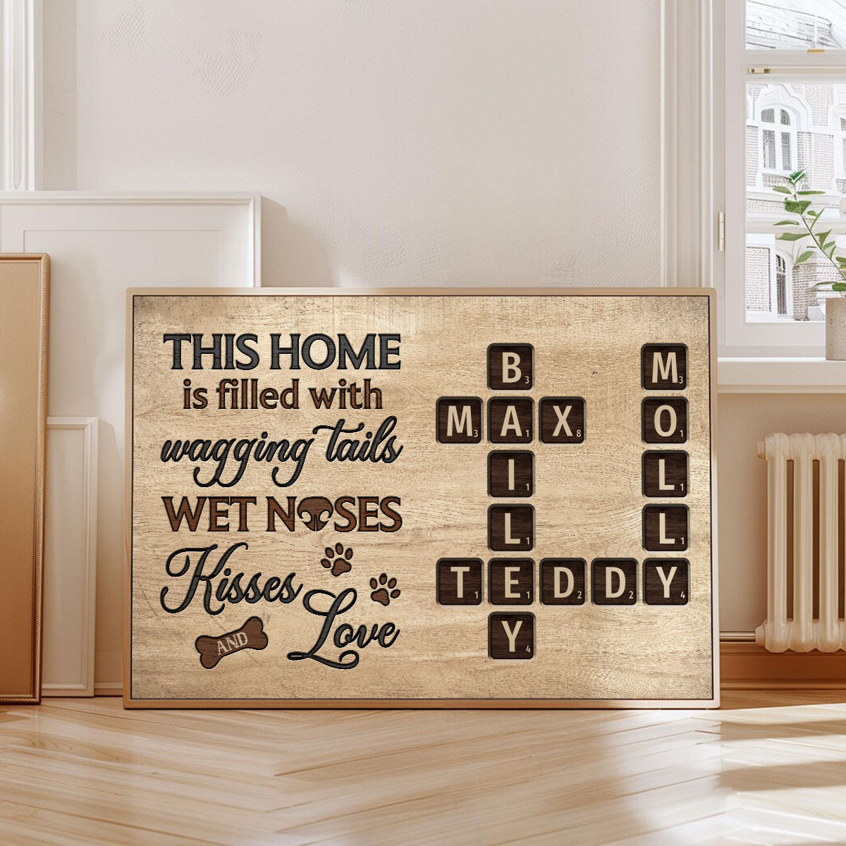 Pet Lover Home Decor Home With Paw Prints Crossword Puzzle Art - Personalized Poster