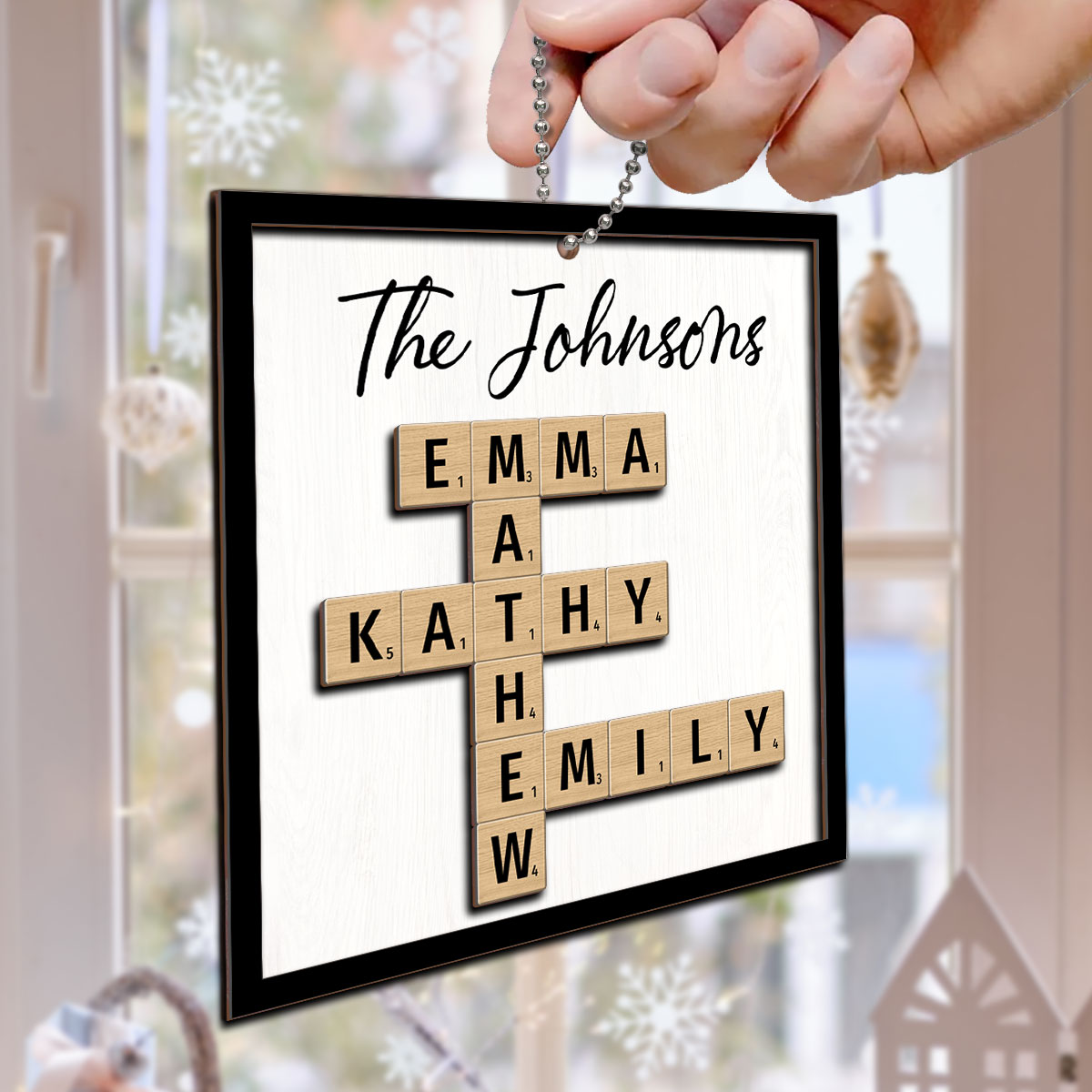 The Family Puzzle Crossword Art Christmas Decor Personalized 2-Layer Wooden Ornament