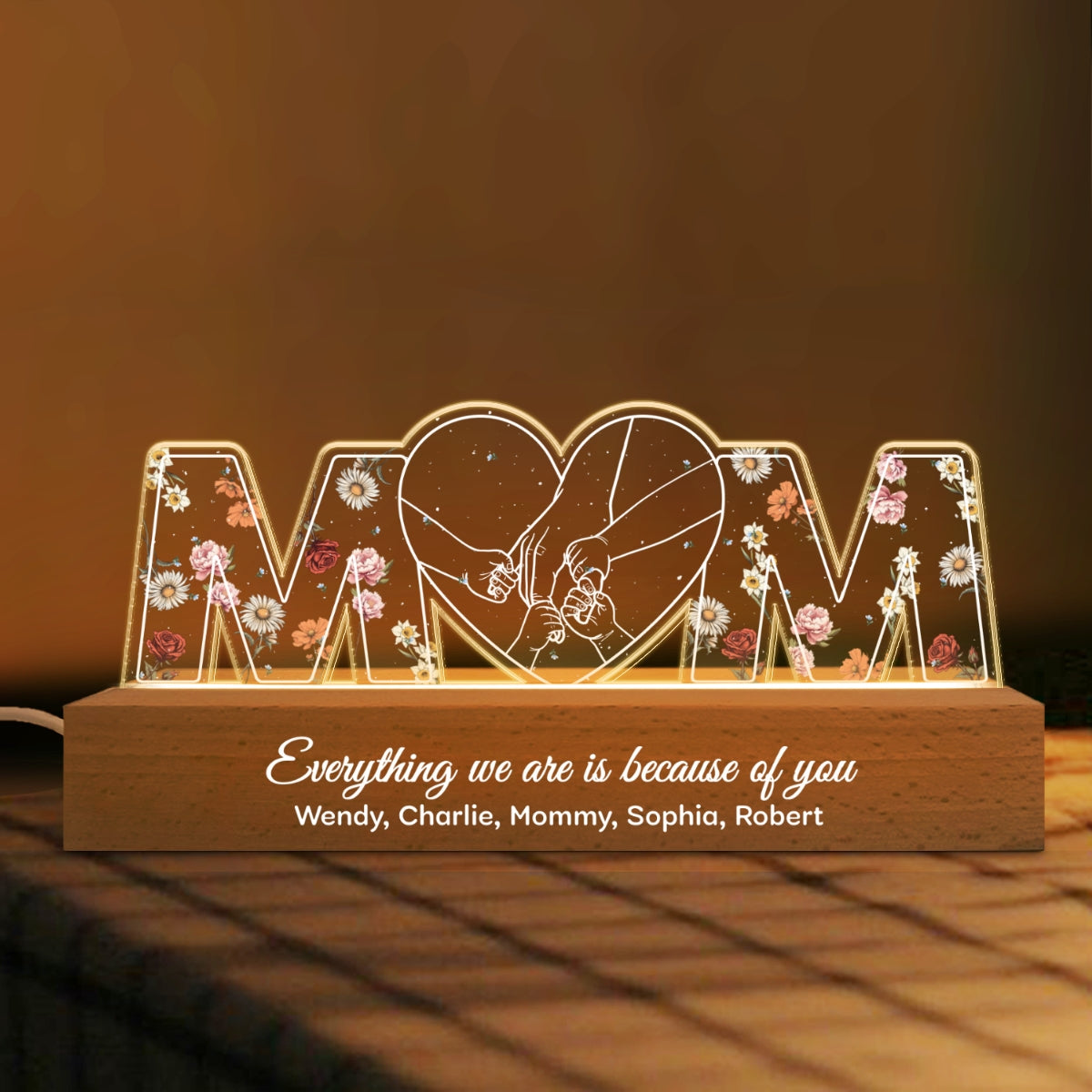 [EXCLUSIVE LIMITED EDITION] Mom Everything We Are Is Because Of You, Perfect Gift For Mom Personalized Acrylic Block LED Night Light