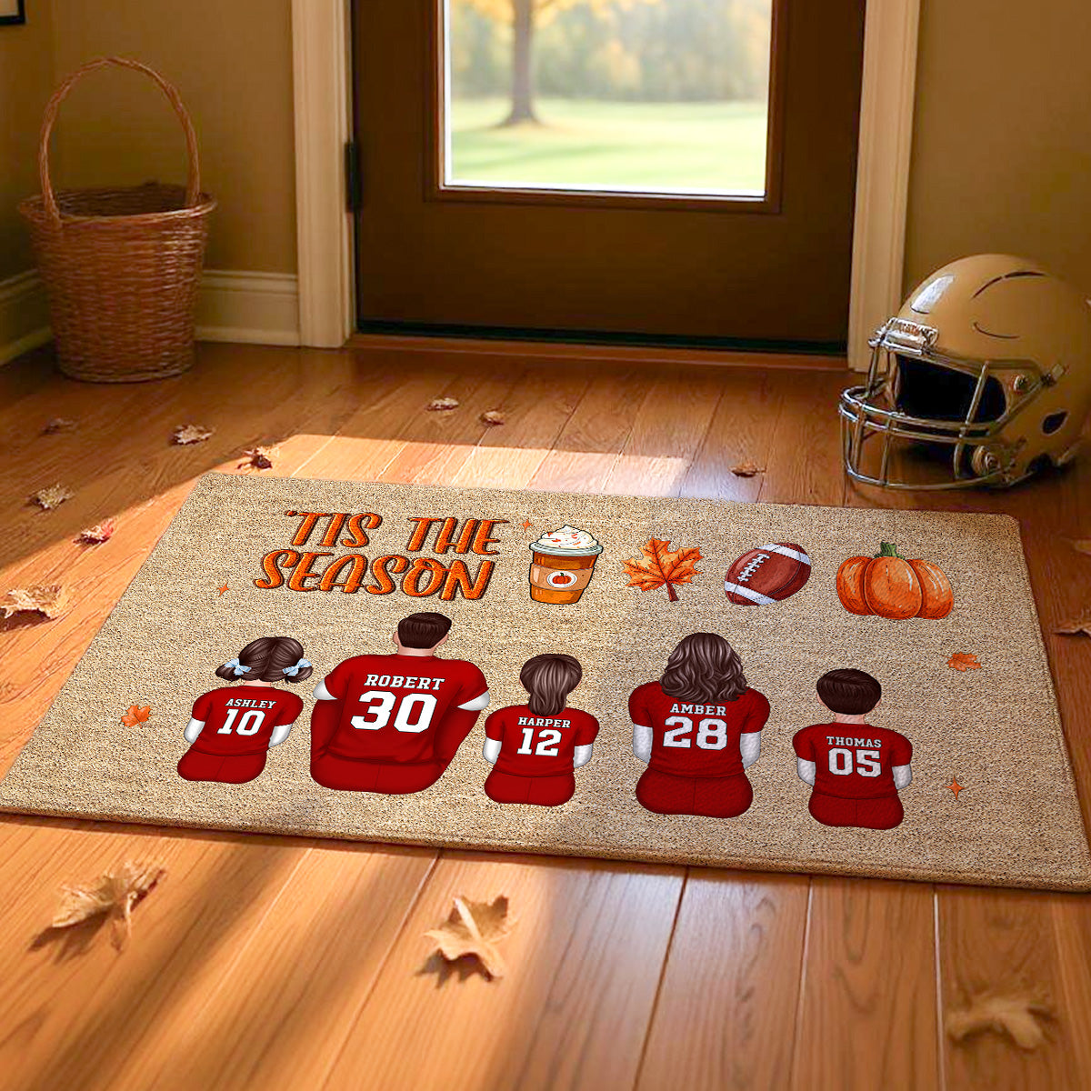 American Football Family Tis The Season Fall Vibe Personalized Doormat