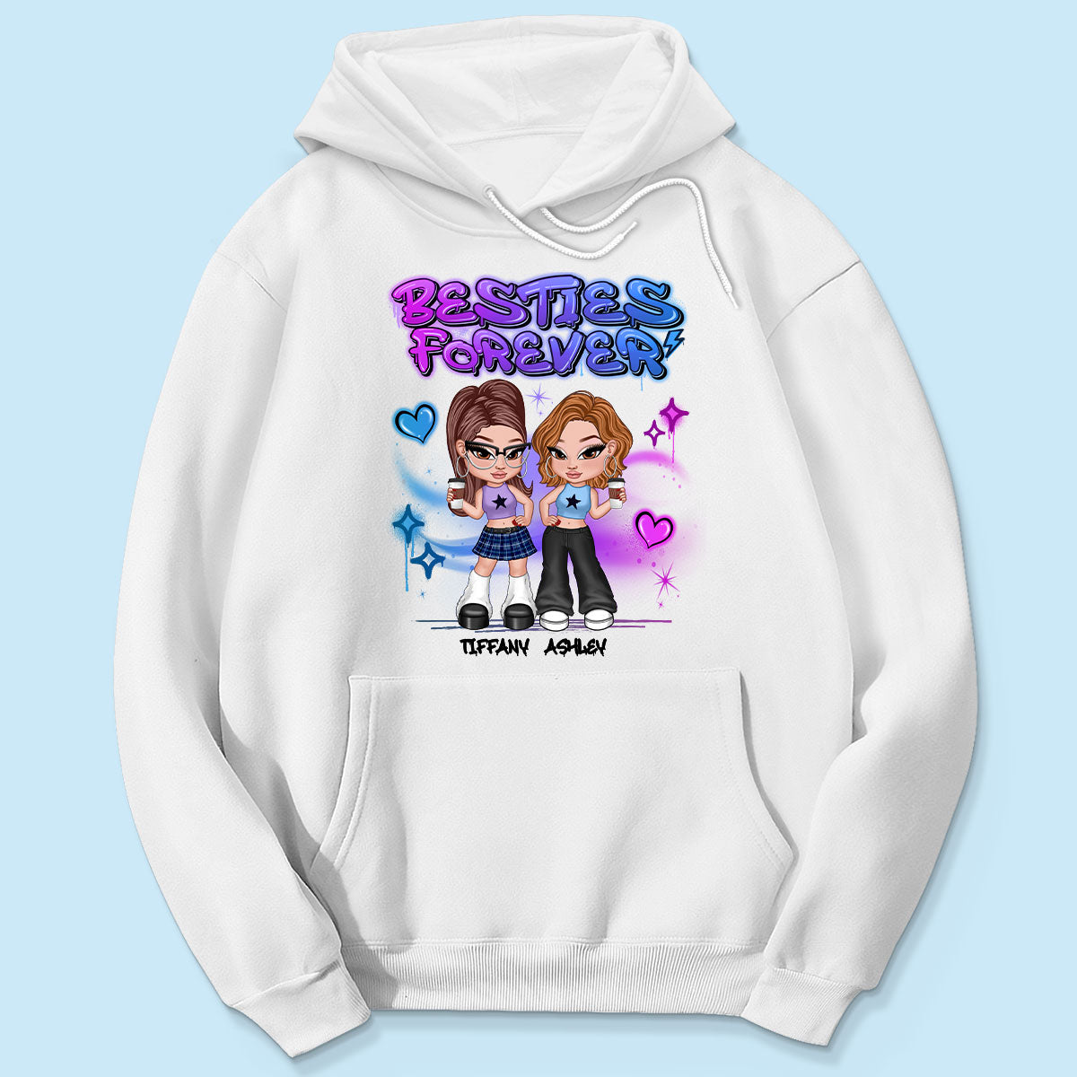 Besties Sisters Y2K Airbrushed Personalized Shirt