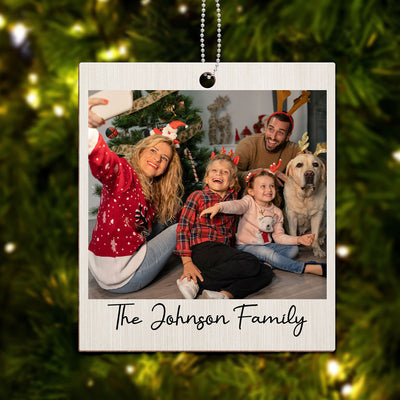 Custom Photo Inserted Family Polaroid Concept Personalized Wooden Ornament