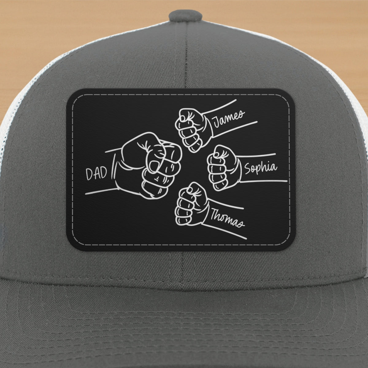 Dad Fist Bump Outline Personalized Leather Patch Hat