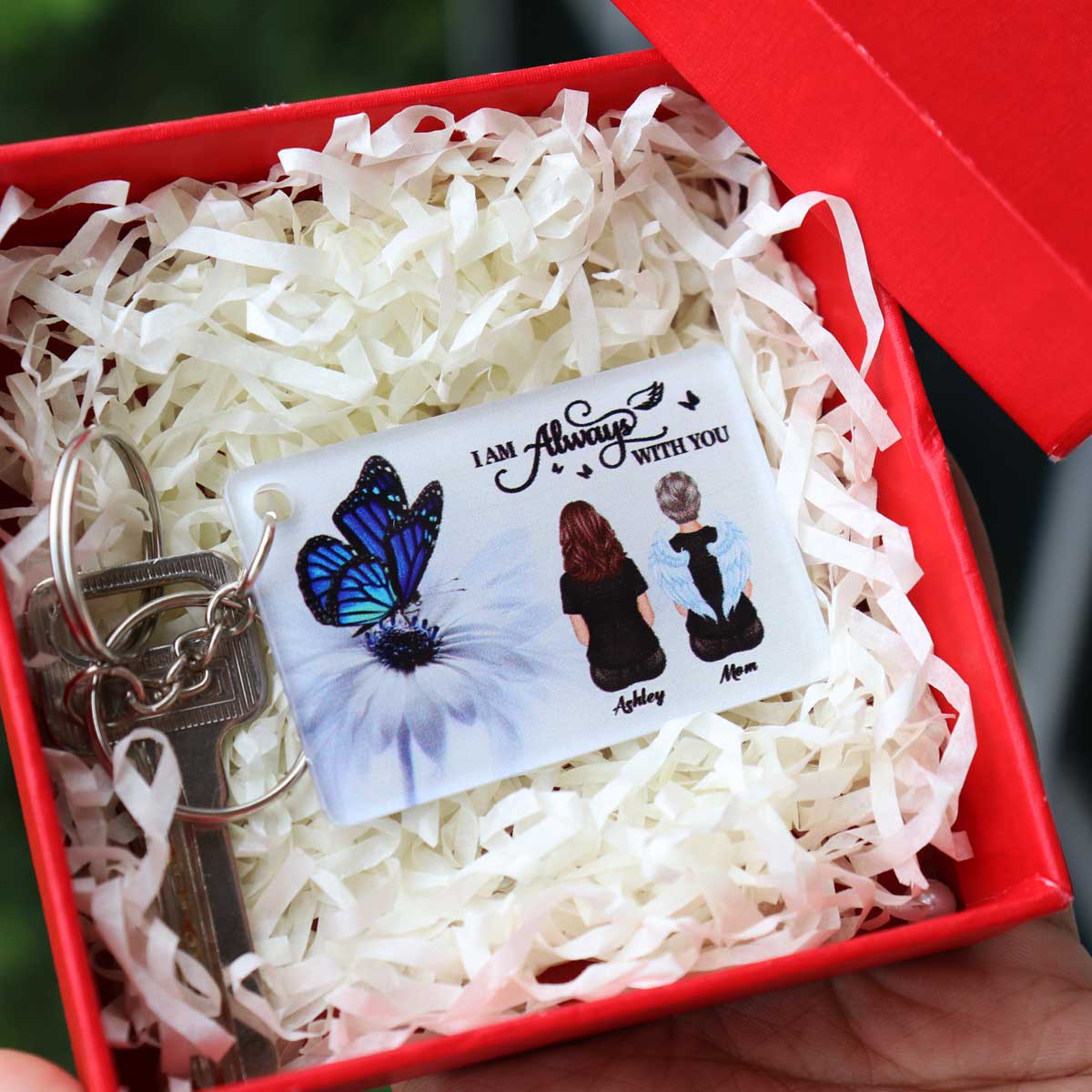 Butterfly I Am Always With You Memorial Sympathy Gift Remembrance Keepsake - Personalized Acrylic Keychain