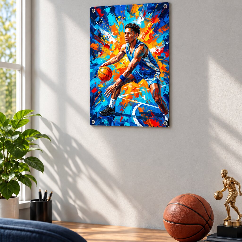 Modern Oil Painting Sport Photos Insert - Personalized Metal Sign - Gift For Boy, Girl