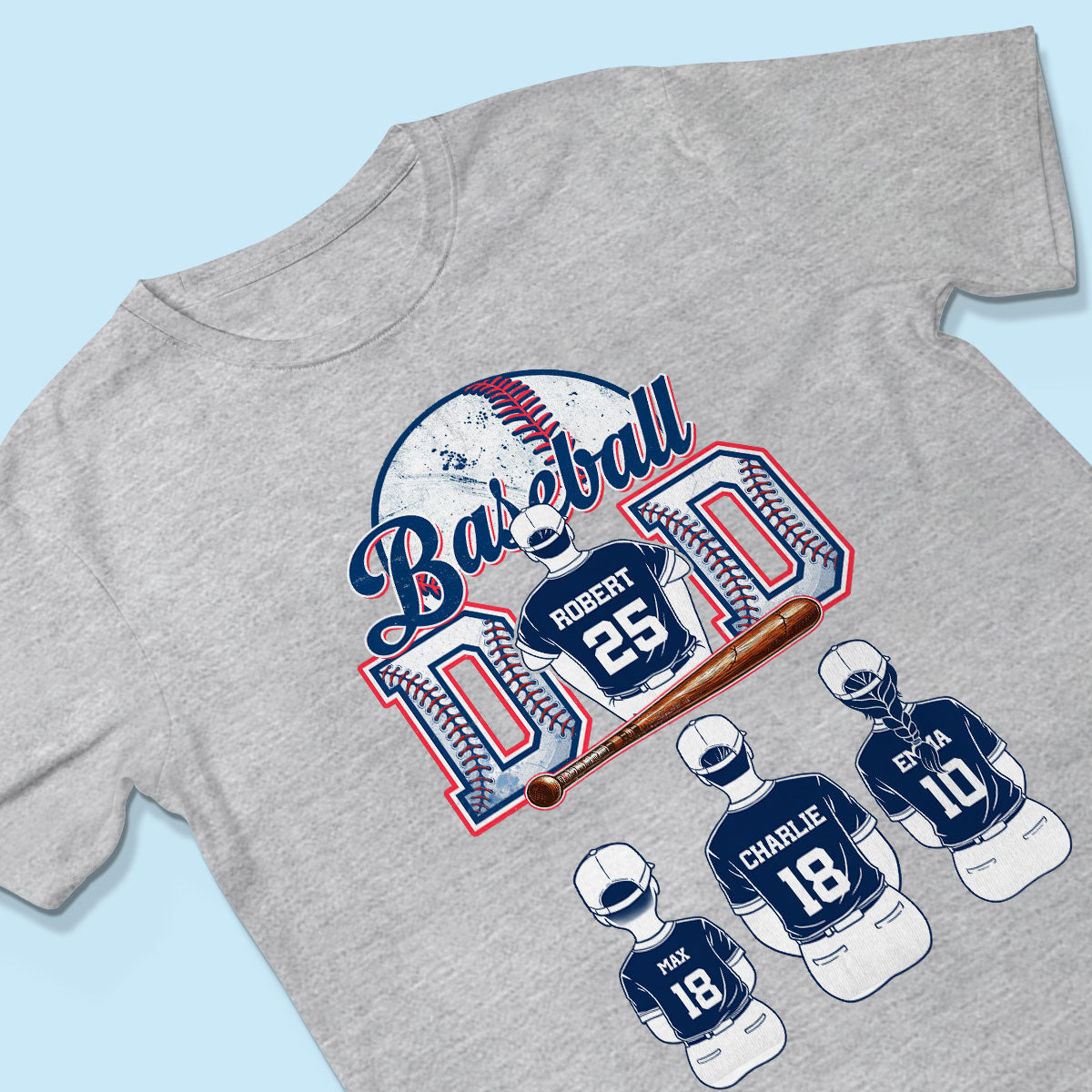 Baseball Dad And Kids Retro Personalized Shirt, Father's Day gift