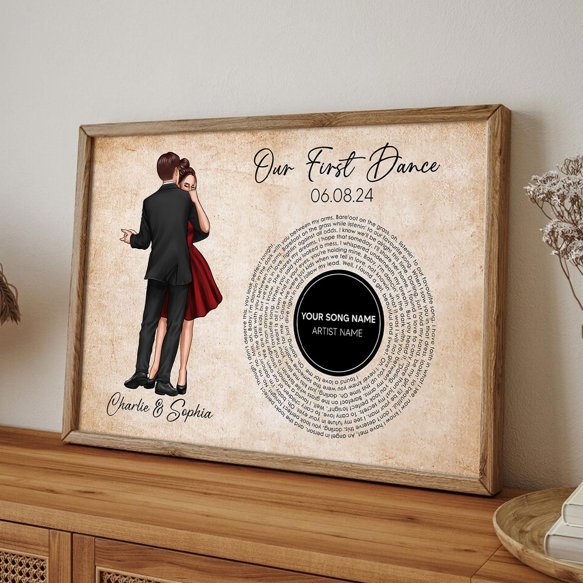Our First Dance Couple Dancing Favorite Song Vinyl RecordPersonalized Poster, Heartfelt  Gift, Wedding Gift For Couple, For Him, For Her