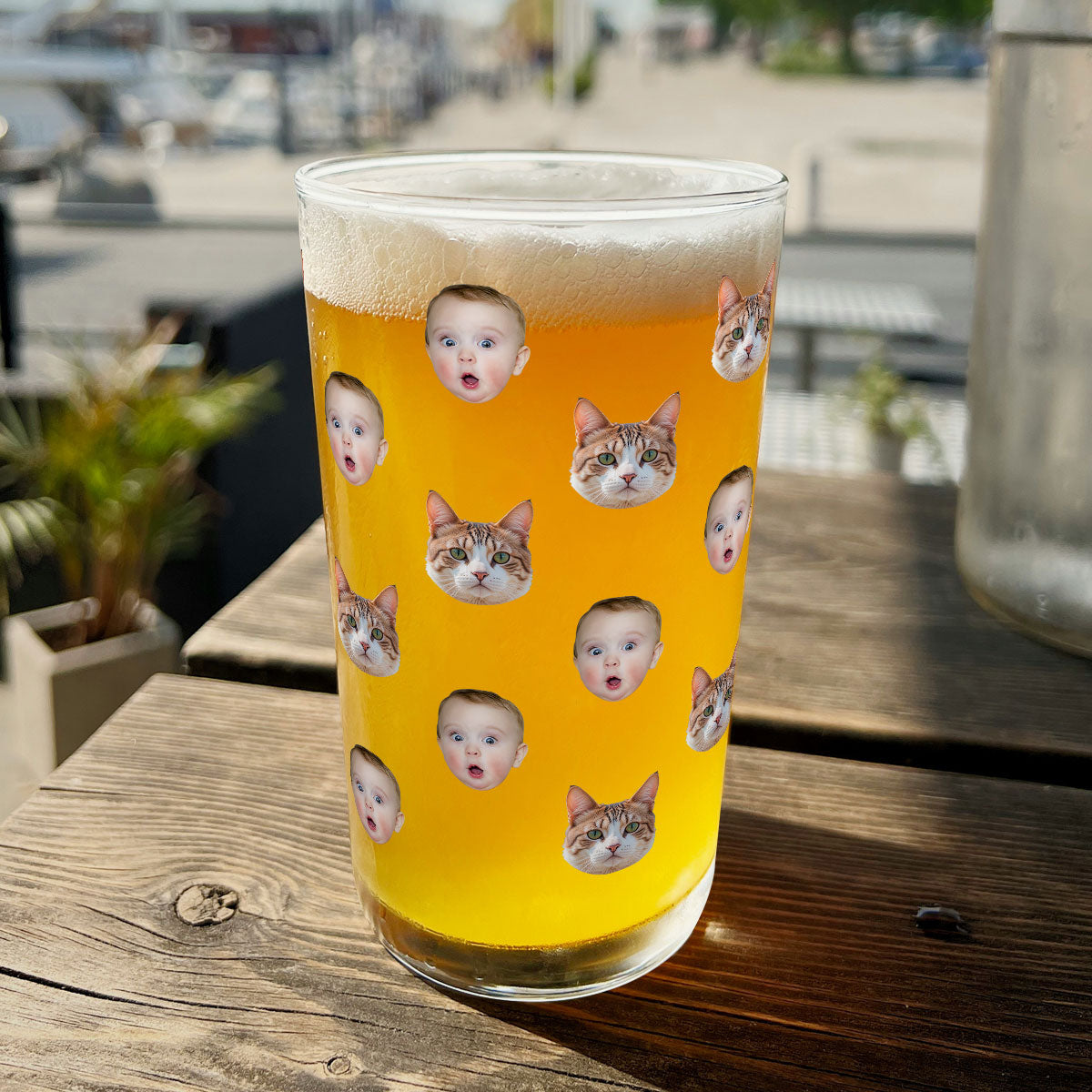 Custom Face Photo Personalized Beer Glass, Funny Gift For Dad, Unique Father's Day Gift