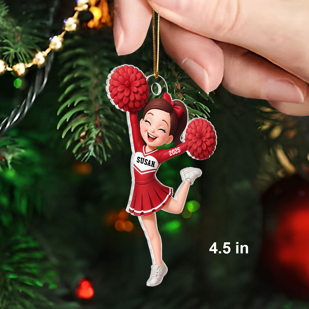 Personalized 3D Effect Cheerleader Girl Personalized Acrylic Ornament, Christmas Gift for Daughter, for Granddaughter