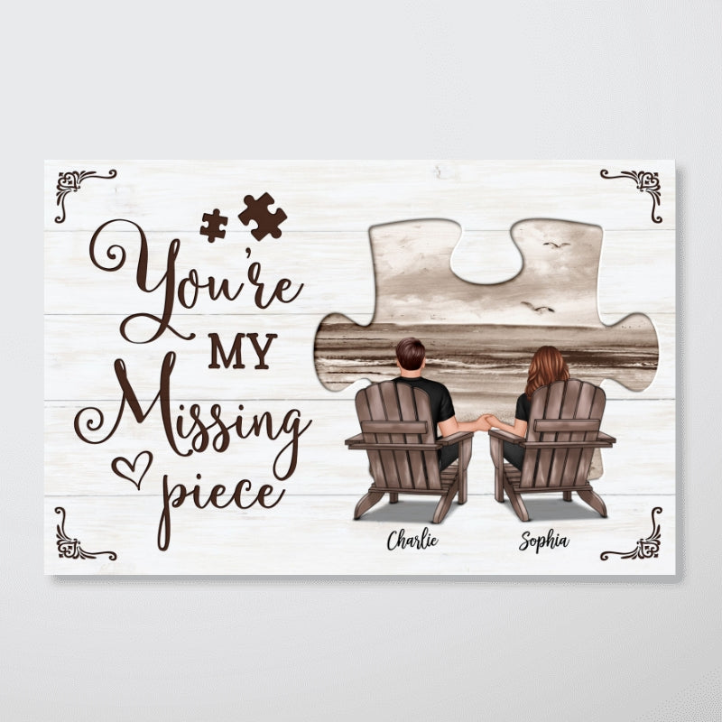 My Missing Piece Couple Beach Landscape Personalized Poster, Gift For Couples, For Him, For Her