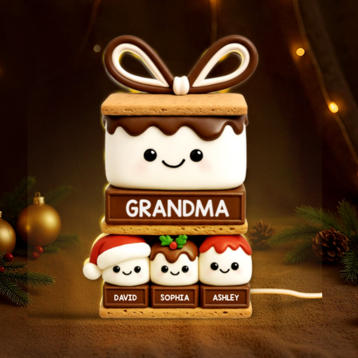 3D Effect Happy Smores Grandma Grandkids - Personalized Light Box - Christmas Gift For Grandmas