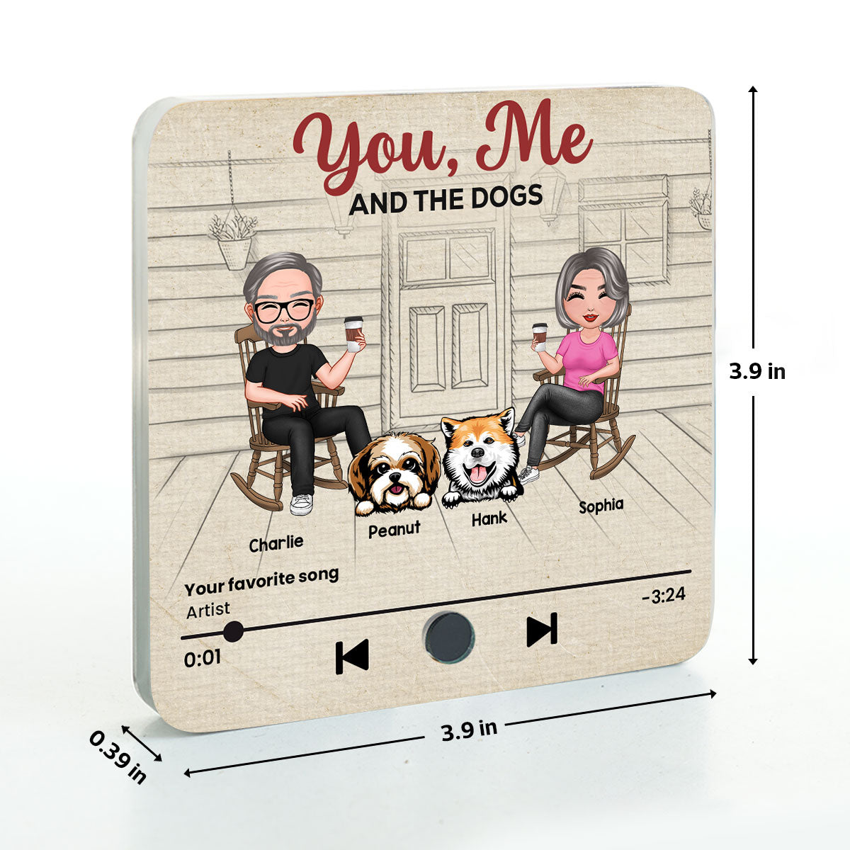 You Me We Got This Couple & Dogs Front Porch Personalized Music Fridge Magnet