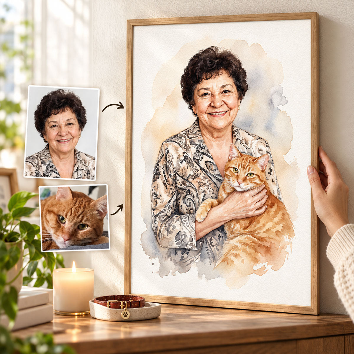 Add Deceased Pet to Photo, Merge Multiple Pictures - Personalized Poster - Custom Dog Cat Memorial Portrait, Sympathy Gift