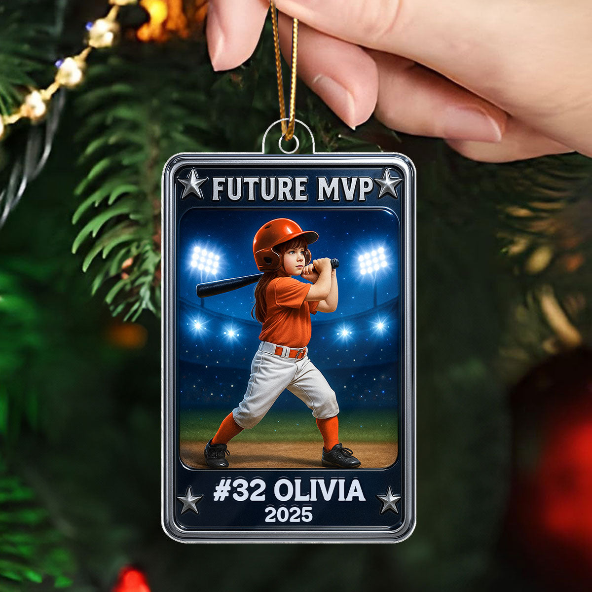 Future MVP Baseball Softball Card - Personalized Acrylic Ornament - Christmas Gift for Sons, Daughters, Grandkids