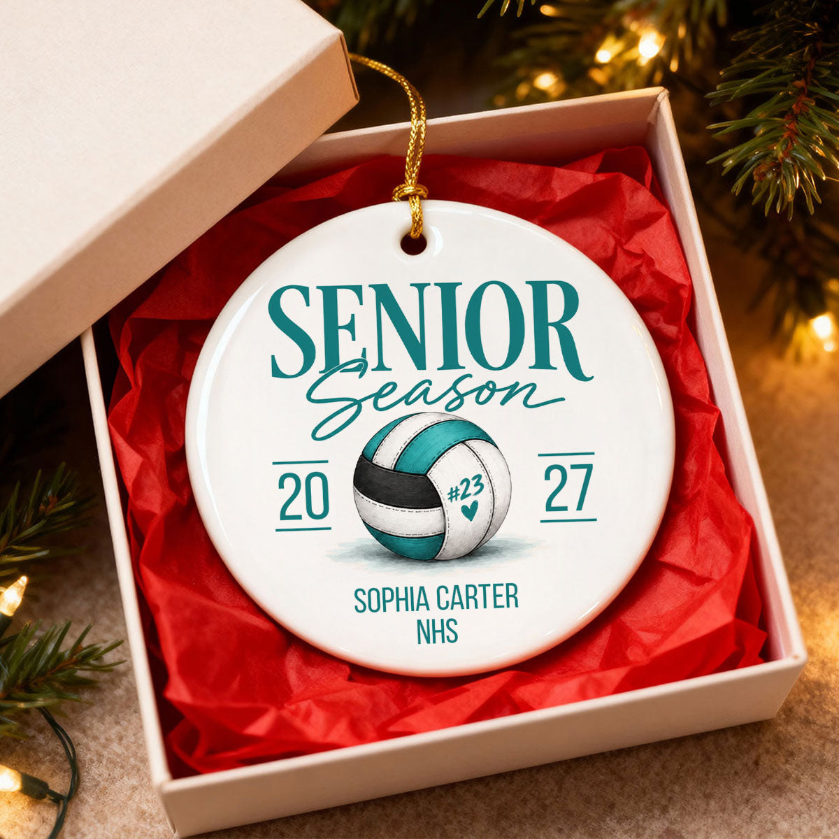 Senior Volleyball - Personalized Ceramic Ornament - Volleyball Senior Night Gift, Class of 2027 Keepsake, Volleyball Player Christmas Gift