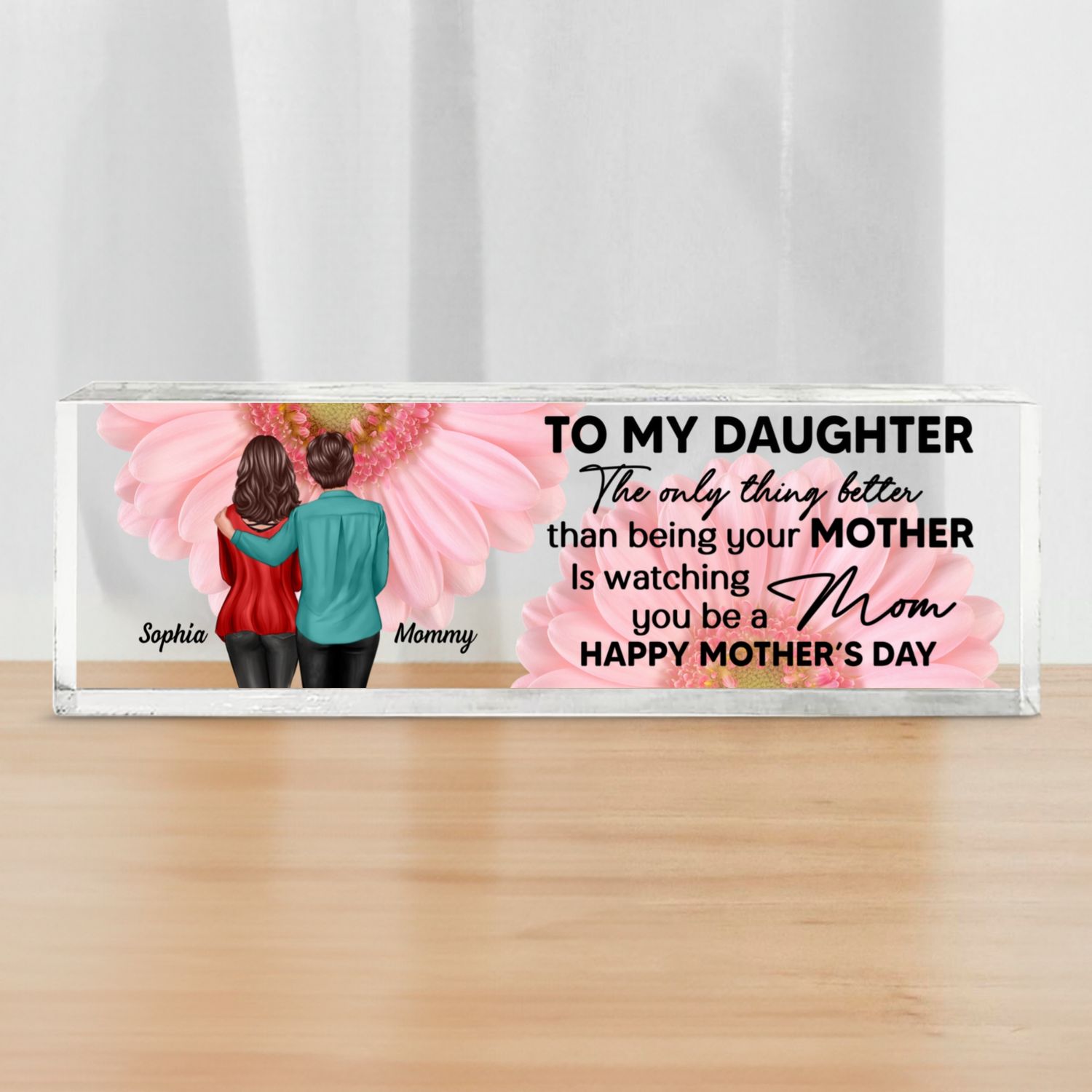 To My Daughter From Mom Personalized Acrylic Desk Block Plaque, Gift, Home Decor, Office Decor Gift For Daughter