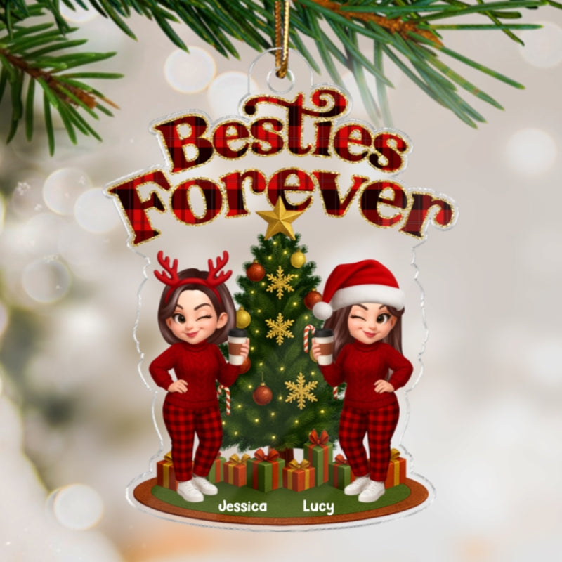 Christmas Pretty Besties Forever - Personalized Acrylic Ornament