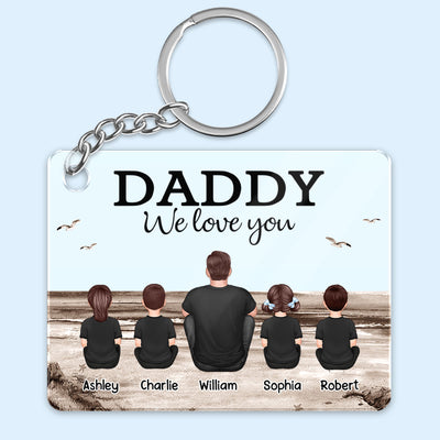 Retro Beach Landscape Best Dad Ever Personalized Acrylic Keychain