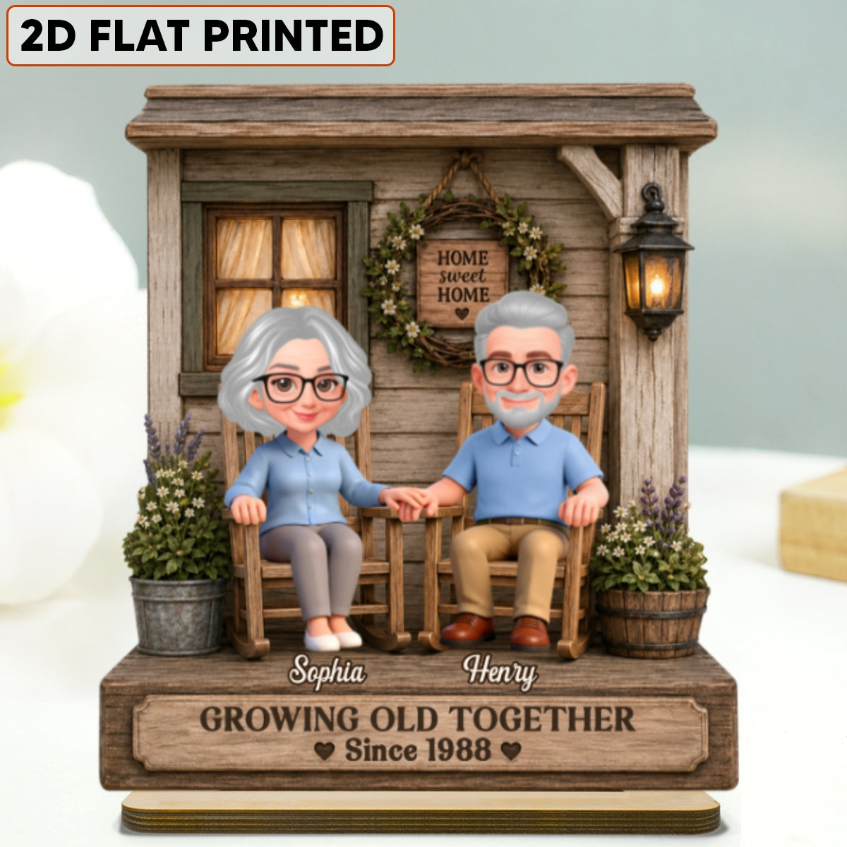 Eternal Love Couple Growing Old Together - Personalized 2-Layered Wooden Plaque - Anniversary Gift For Couple