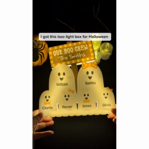 Halloween Boo Family Marquee Pattern Texture Personalized Light Box, Halloween Home Decoration