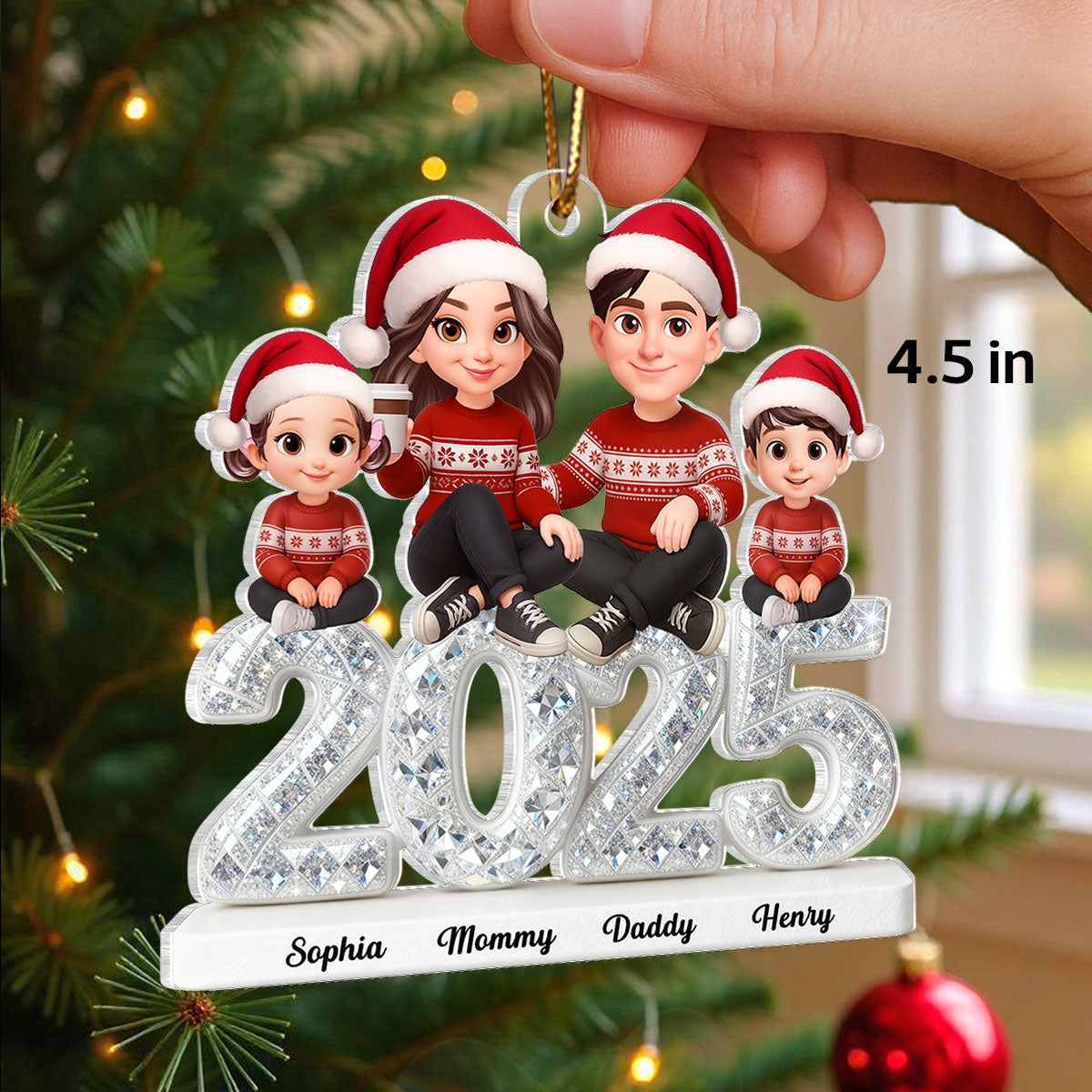 3D Shining Effect Christmas Family- Personalized Acrylic Ornament