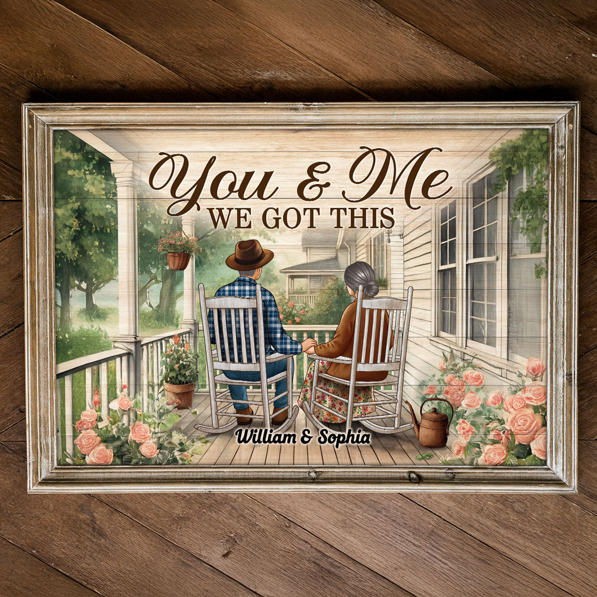 Couple Sitting On The Porch, Growing Old Together Personalized Poster, Heartfelt  Gift For Couple, For Him, For Her, Husband, Wife
