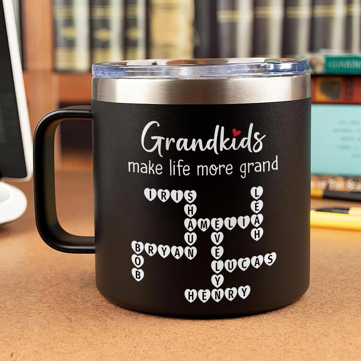 The Greatest Gift You Ever Know Crossword Puzzle Art Gift For Grandma Personalized Stainless Steel Tumbler With Handle