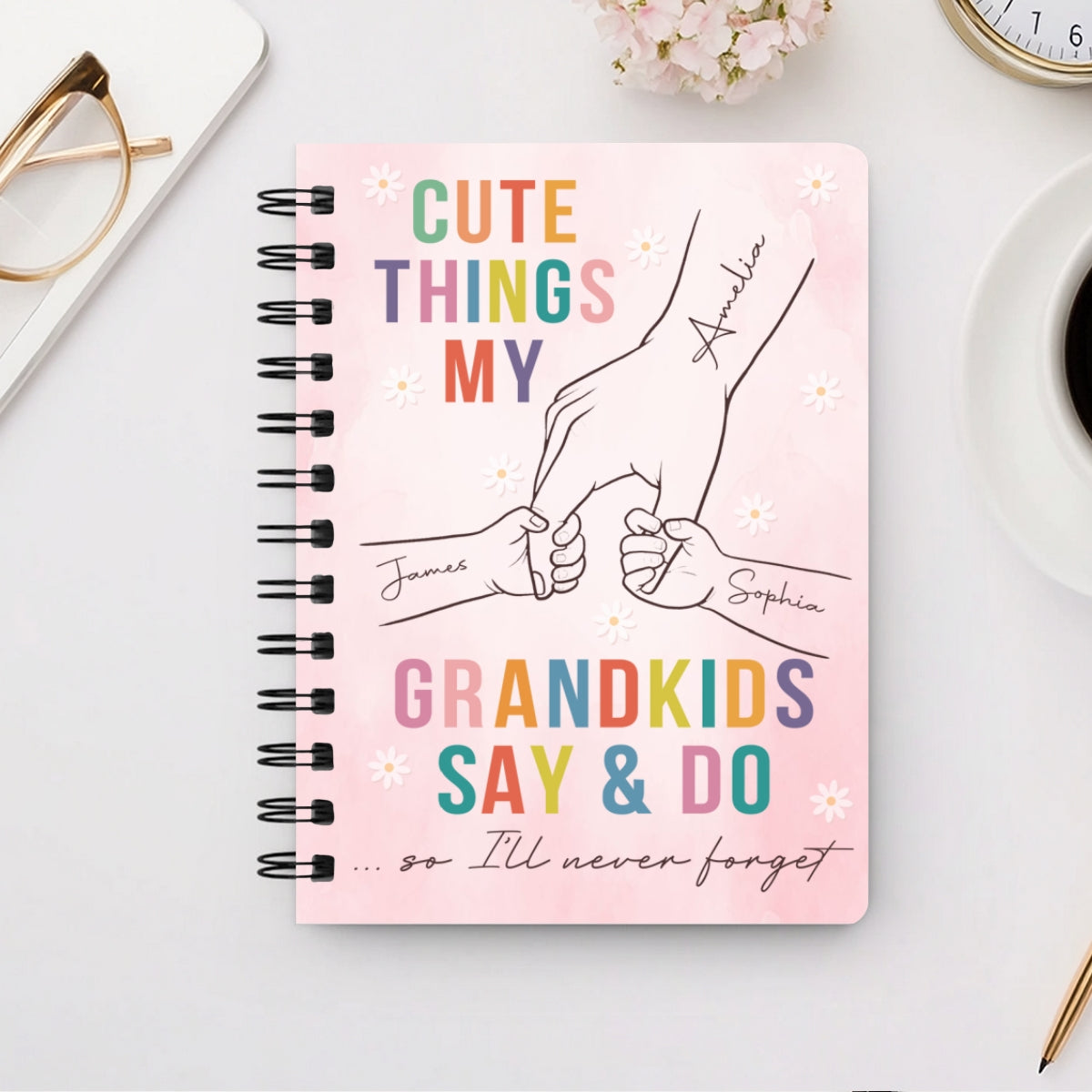 Cutest Things My Grandkids Say & Do Personalized Spiral Notebook Journal, Memory Book