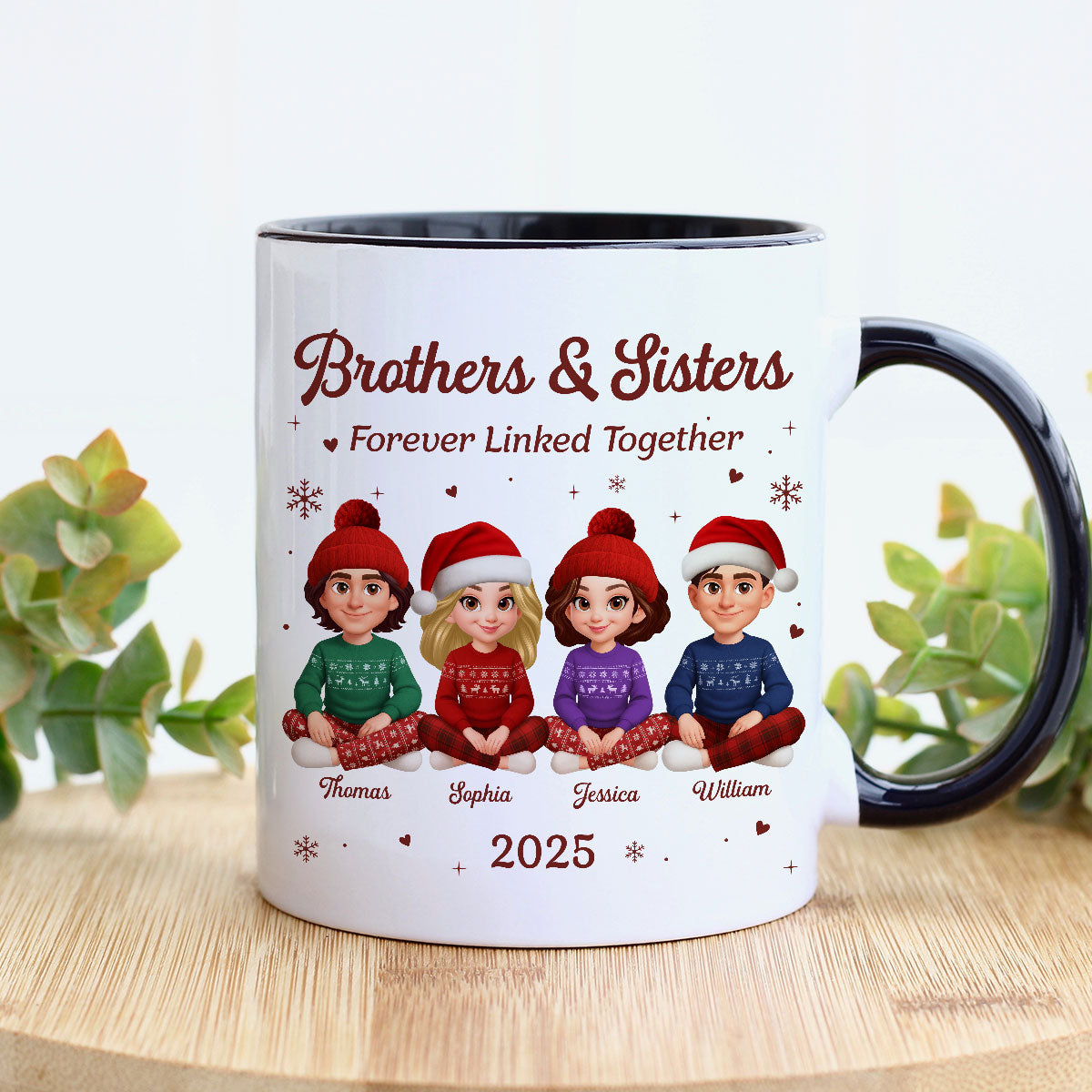 Brothers Sisters Forever Linked Together - Personalized Mug - Christmas Gift For Brothers, Sisters, Siblings