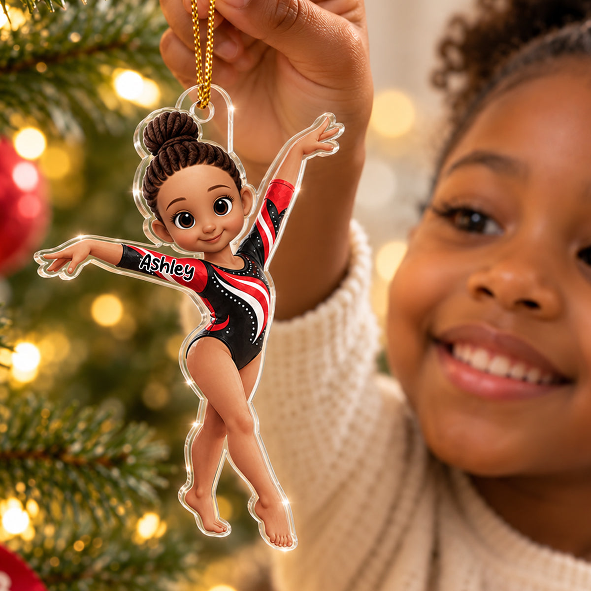 Gymnastic Girl Name - Personalized Acrylic Ornament - Christmas Gift for Daughter, Granddaughter