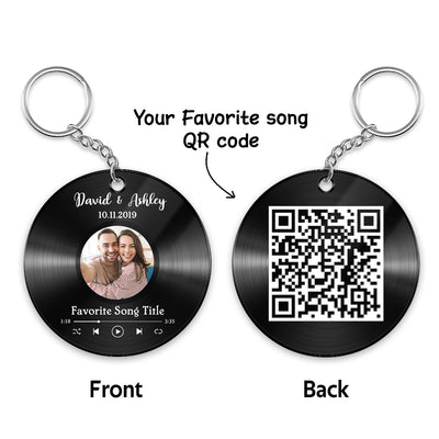 Custom Photo & Favorite Song QR Code Disc Personalized Acrylic Keychain