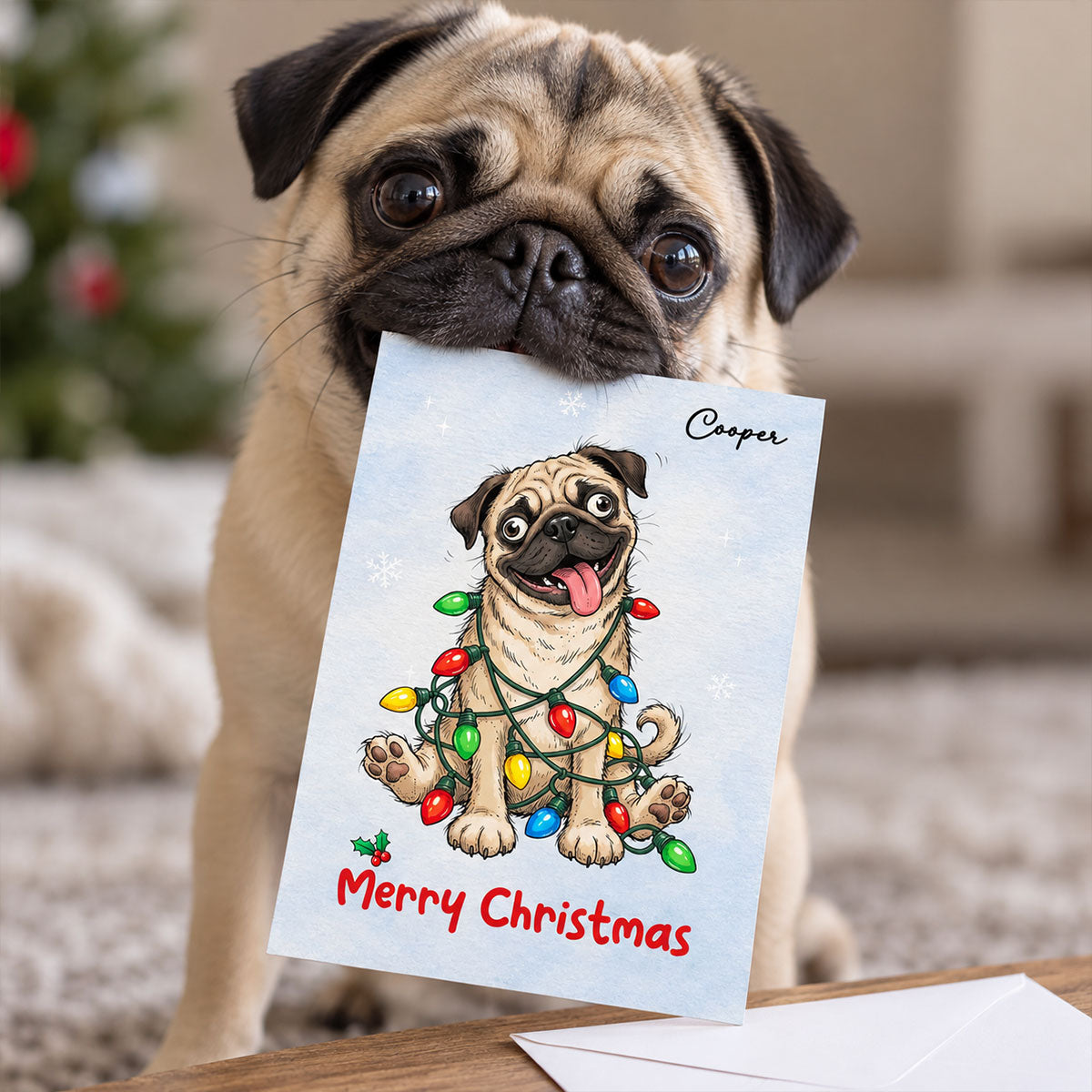 Happy Howlidays Custom Pet Portrait Quirky Silly Dog - Personalized Christmas Card - Funny Christmas Card For Dog Lover