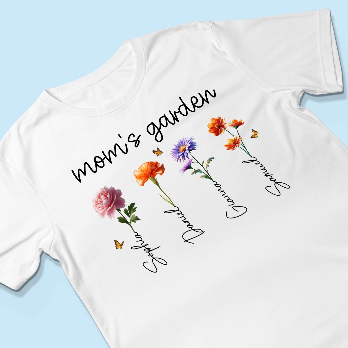 Mom's Garden 3D Effect Birth Month Flower Personalized Shirt