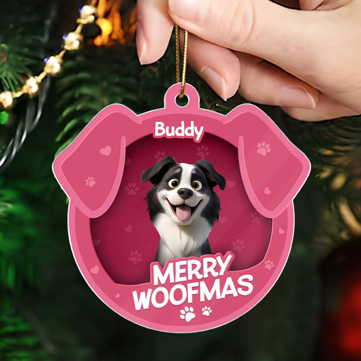 Furry Joy Dog Face 3D Effect Toy Box Personalized Acrylic Ornament, Christmas Gift for Dog Lovers