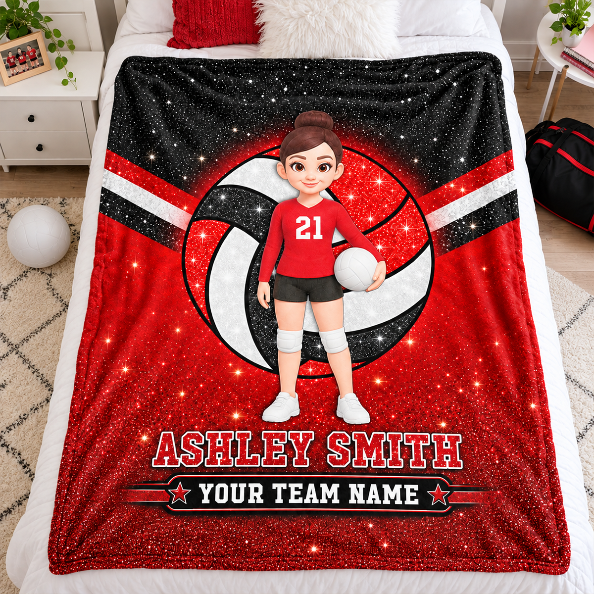 Proud Volleyball Custom Name And Team Name - Personalized Fleece Blanket - Christmas Gift For Volleyball Players, Daughter, Granddaughter, Son, Grandson