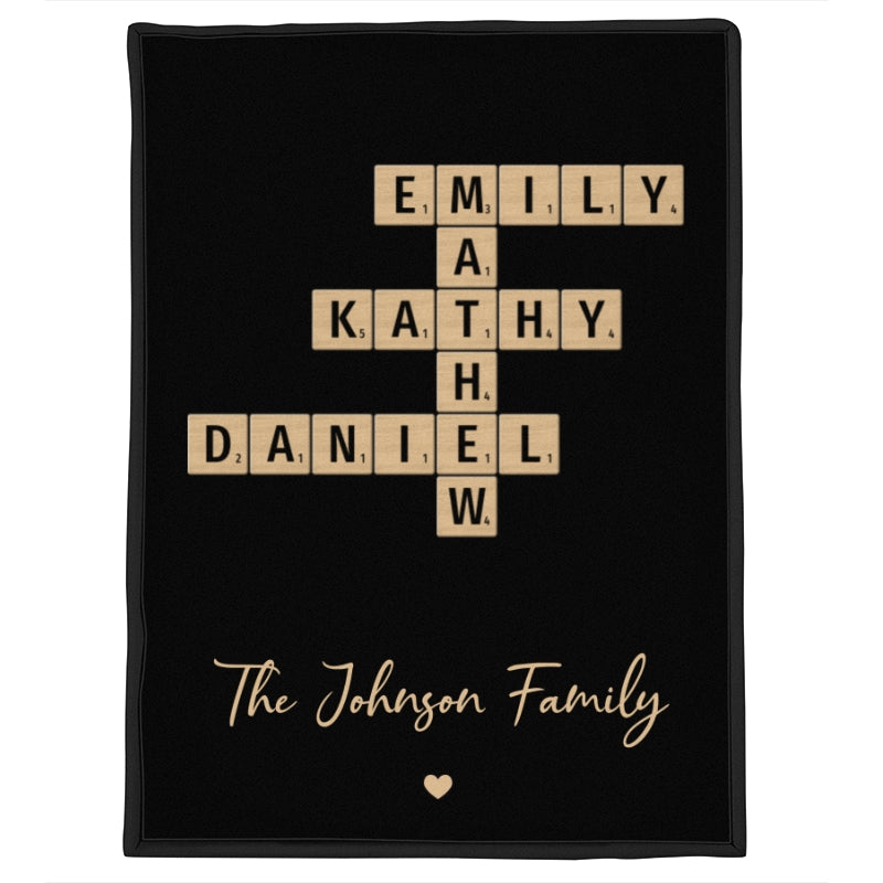 Family Crossword Puzzle Art Family Bond Personalized Fleece Blanket