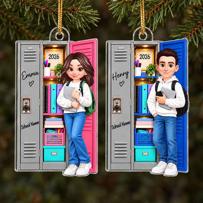 Girl Boy School Locker 2D Flat - Personalized Acrylic Ornament - Personalized Christmas Gift for High School Student