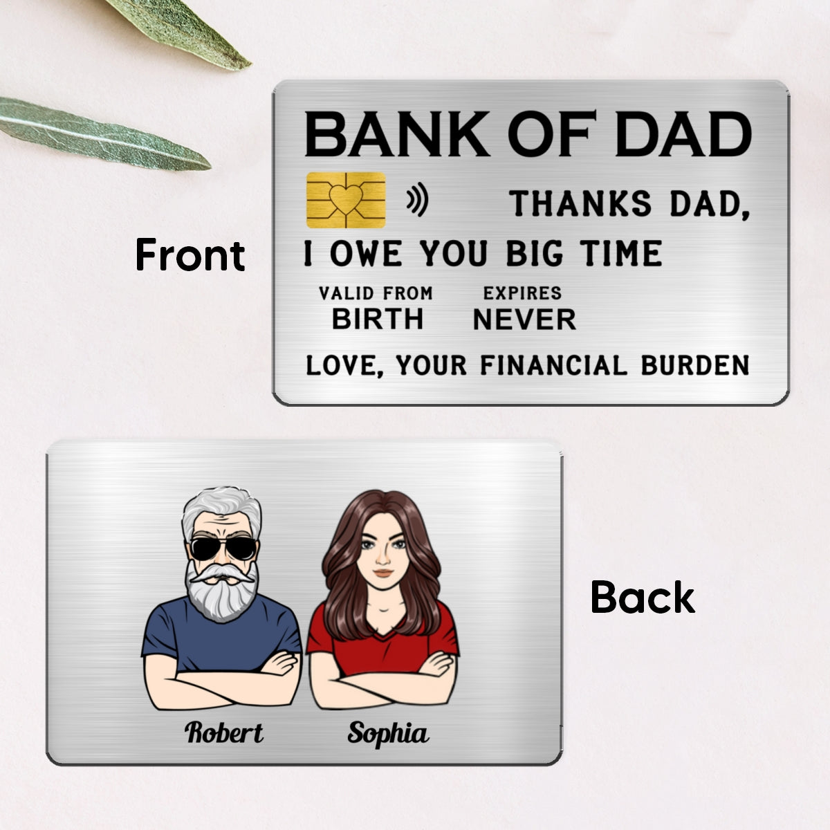 Bank Of Dad From Financial Burden Funny Father‘s Day Gift Personalized Wallet Insert Metal Wallet Card