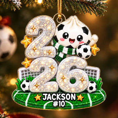 Soccer Dumpling Squishy Style - Personalized Acrylic Ornament - Christmas Gift for Daughter, Son, Grandkids