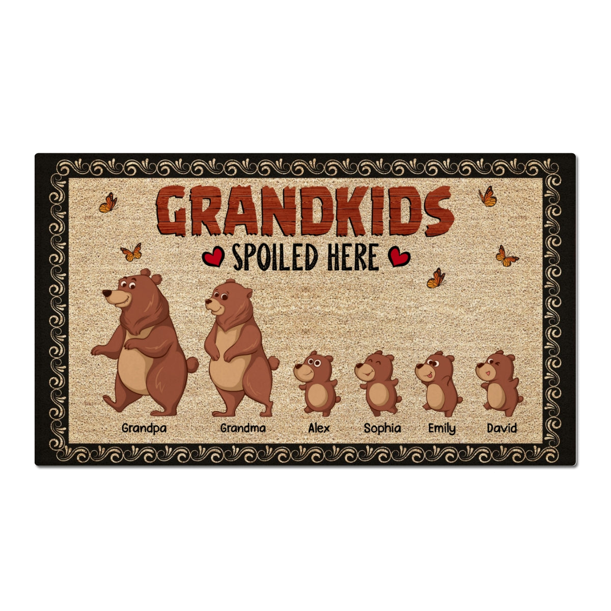 Bear Grandparents Grandkids Spoiled Here Home Decor Gift For Grandparents Personalized Doormat