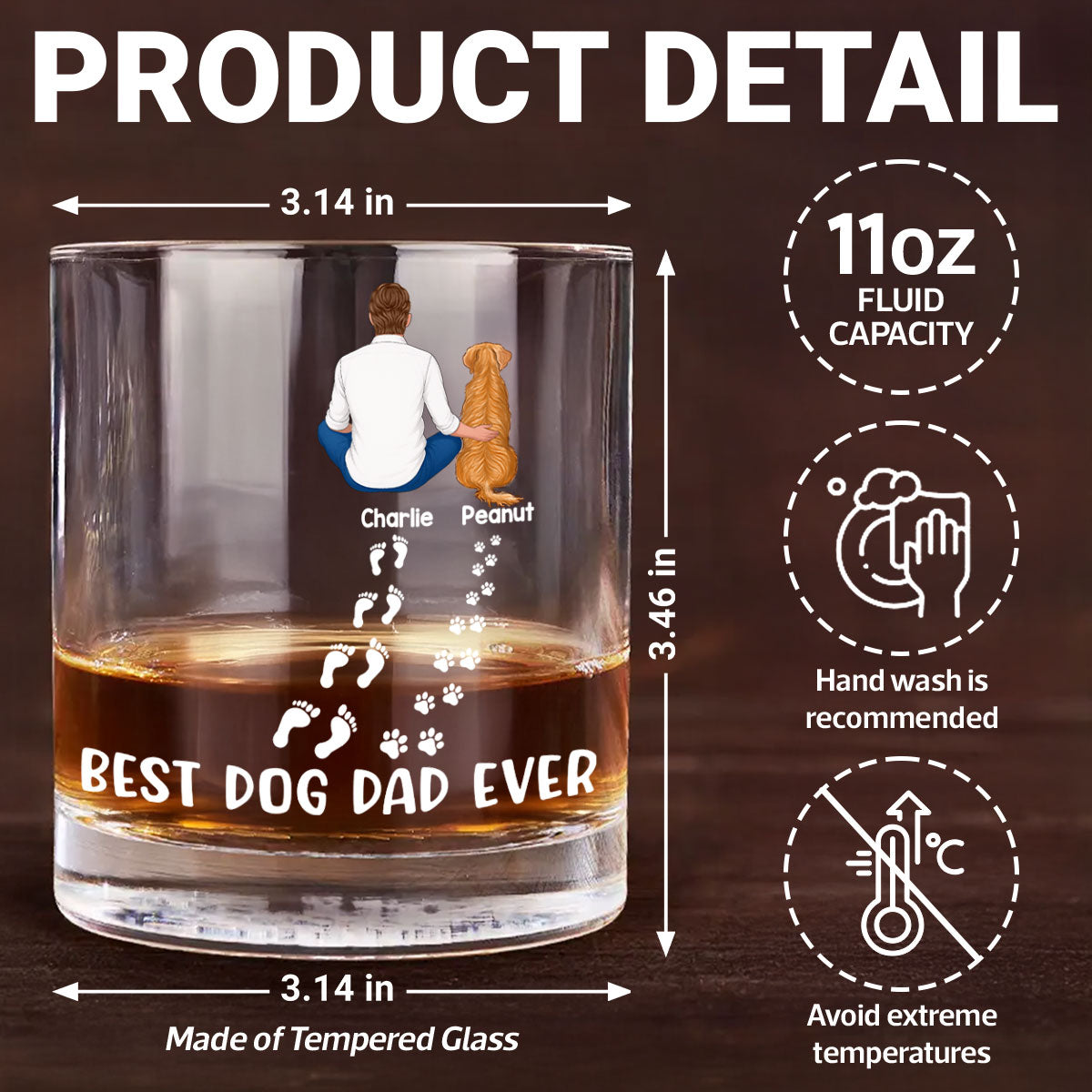 Best Dog Dad Ever Personalized Wine Glass, Father's Day Gift for Dog Dads