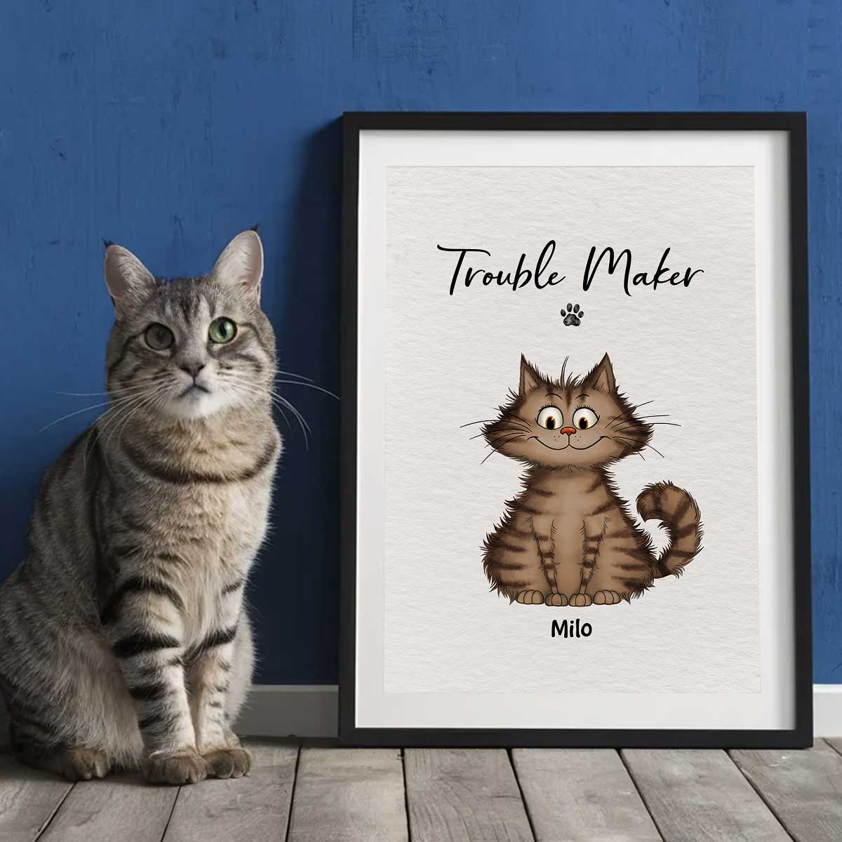 Double Trouble Quirky Cats Home Decor For Cat Lover Personalized Poster