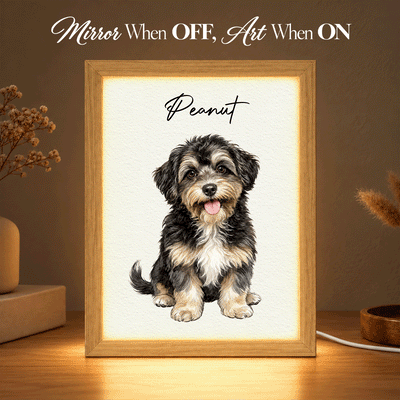 Custom Pet Portrait from Photo - Personalized Mirror Light Box - Heartfelt Christmas Gift for Pet Lovers, Memorial Sympathy Gift