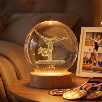 Sport Lover 3D Illusion Art - Personalized Crystal Ball LED Night Light - Gift For Sport Lover Baseball, Football, Gymnastics, Volleyball, Soccer