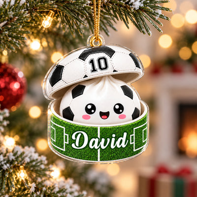 Custom Soccer Dumpling Squishy Style - Personalized Acrylic Ornament - Christmas Gift for Daughter, Son, Grandkids