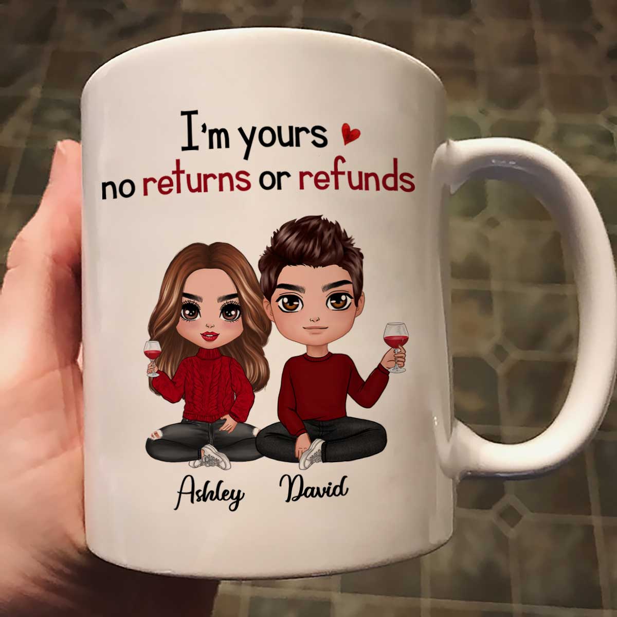 Doll Couple Sitting Gift For Him Gift For Her Personalized Mug