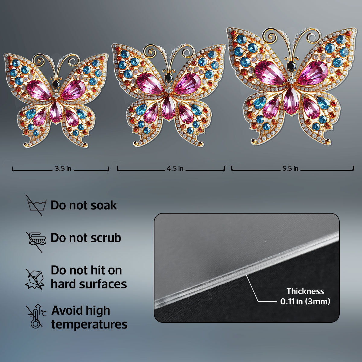 Butterfly 3D Effect Christmas Acrylic Ornaments, Decorations Gifts for Women Girls Mom Sisters