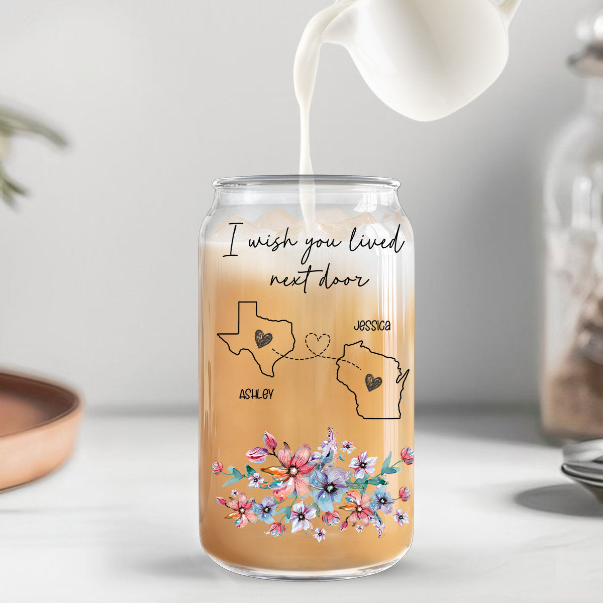 I Miss Your Face Personalized Glass Can, Best Friend Wine Glass, Long Distance Friendship Gift