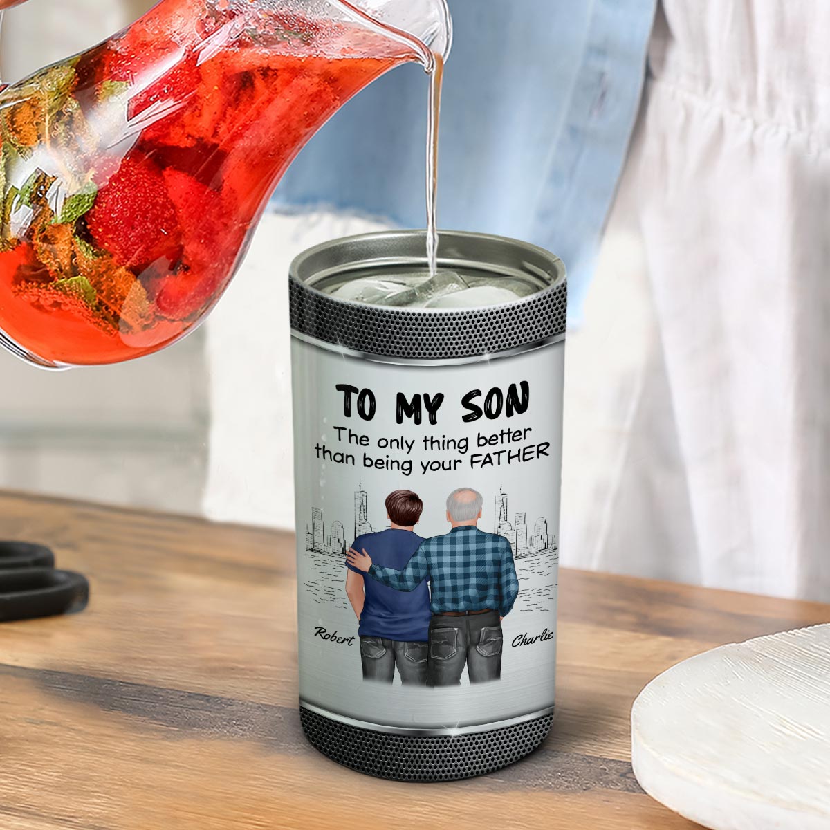 From Mom Dad To Son Watching You Be A Dad Personalized 4-in-1 Can Cooler, Gift For Son
